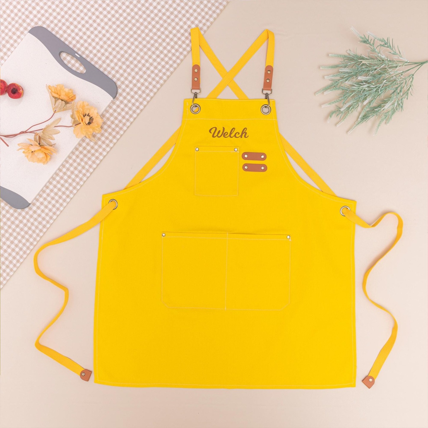 Personalized Name Embroidered Canvas Apron for Unique & Love | JNSCloth57