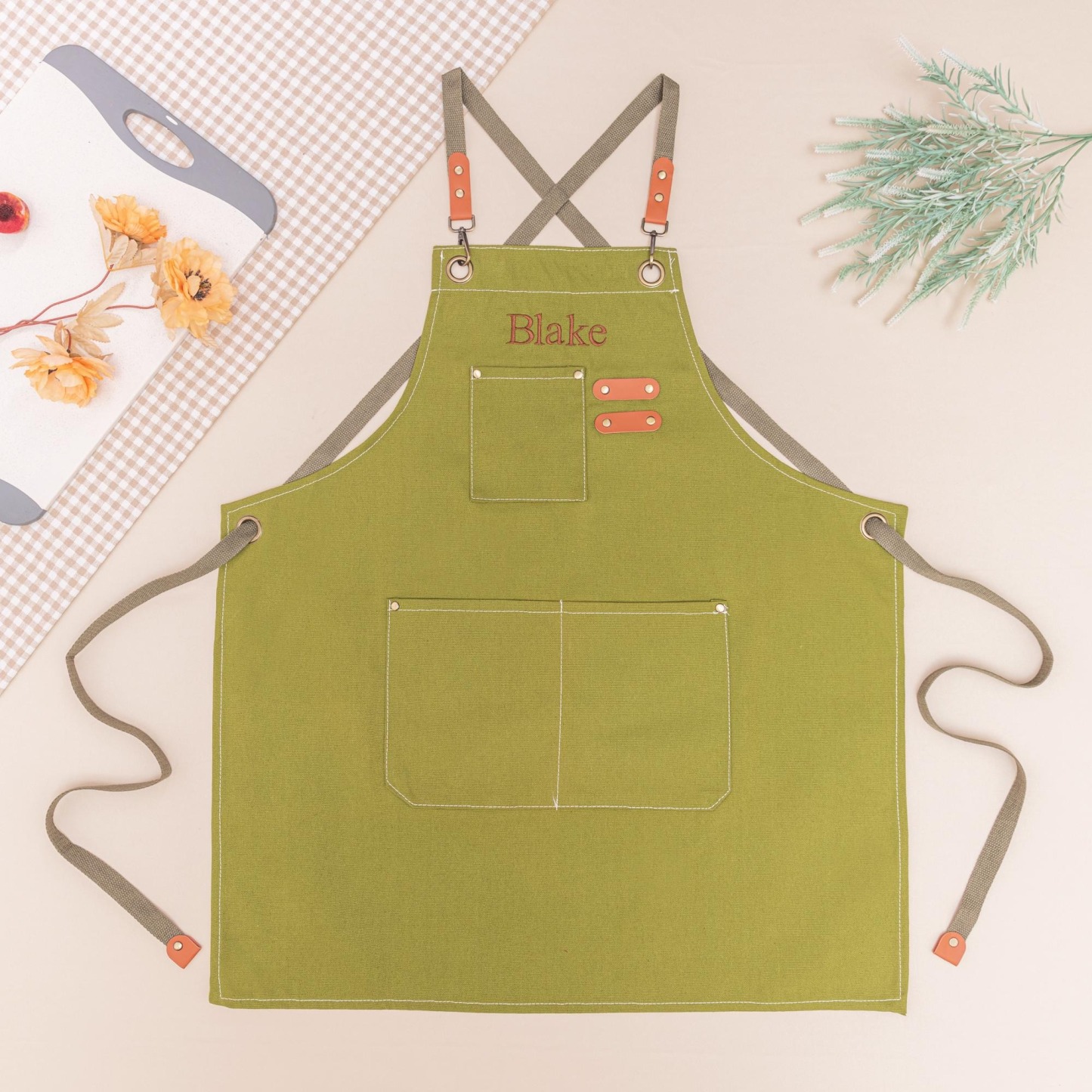 Personalized Name Embroidered Canvas Apron for Unique & Love | JNSCloth57