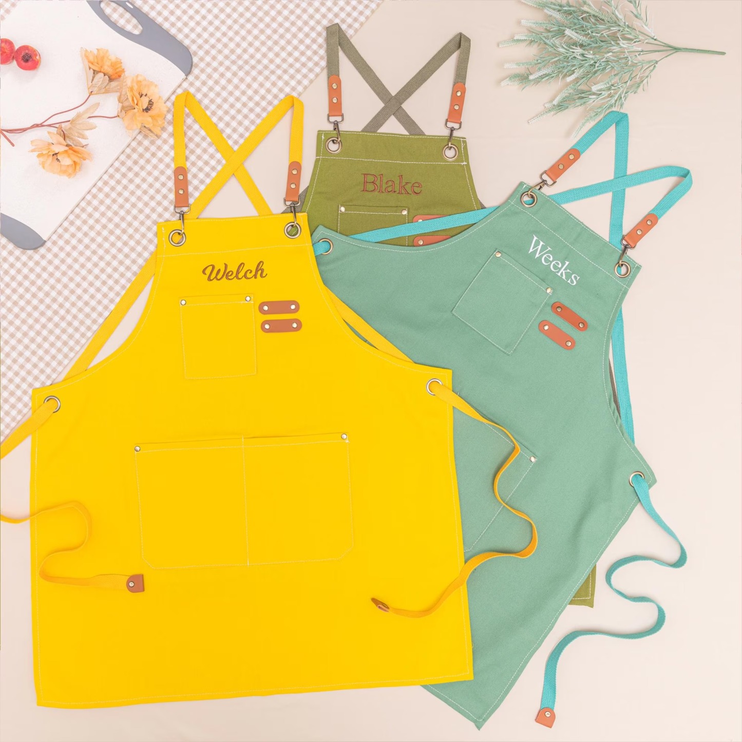 Personalized Name Embroidered Canvas Apron for Unique & Love | JNSCloth57