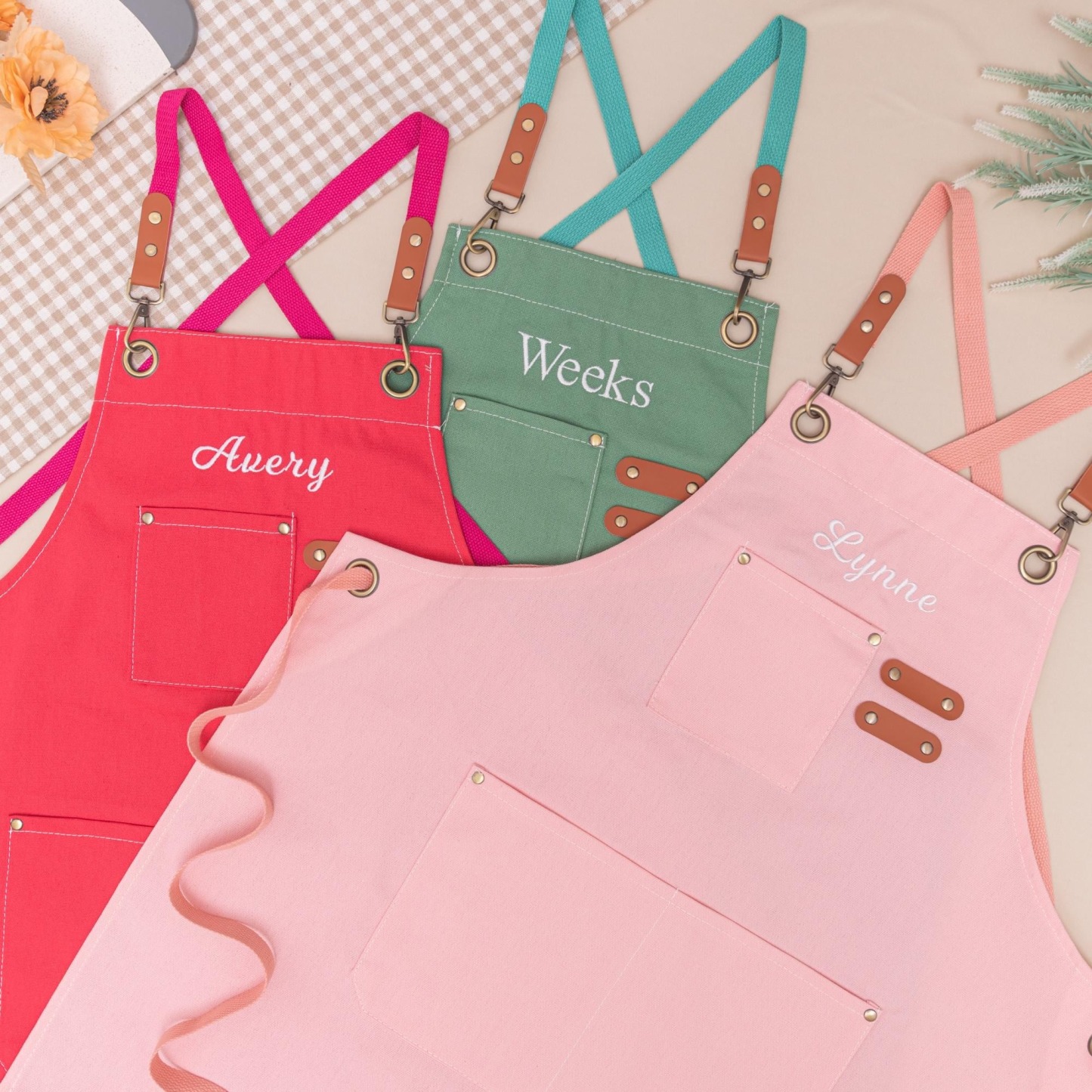 Personalized Name Embroidered Canvas Apron for Unique & Love | JNSCloth57