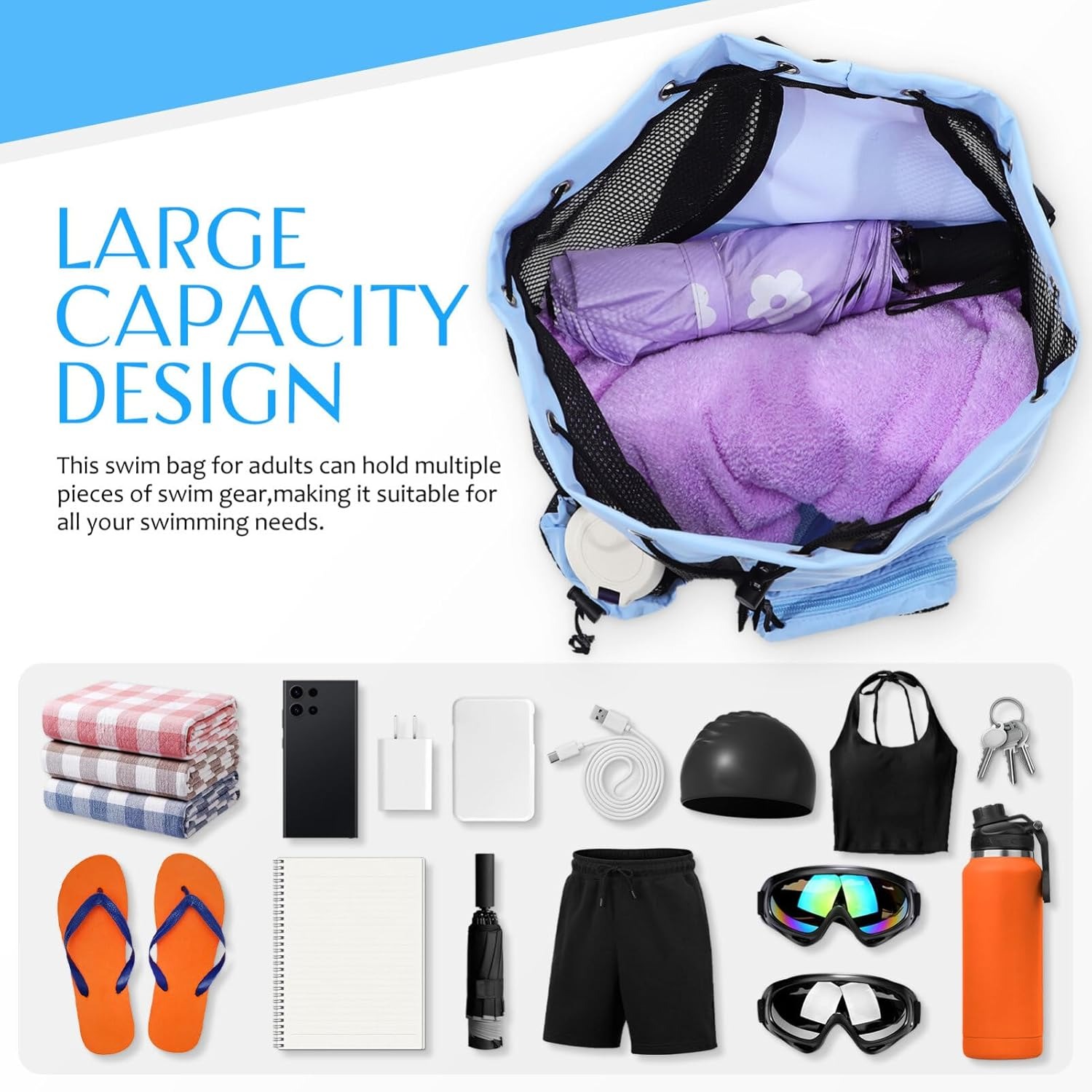 Personalized Monogram Mesh Swim Backpack with Wet Pocket for Unique & Love | JNSBag105