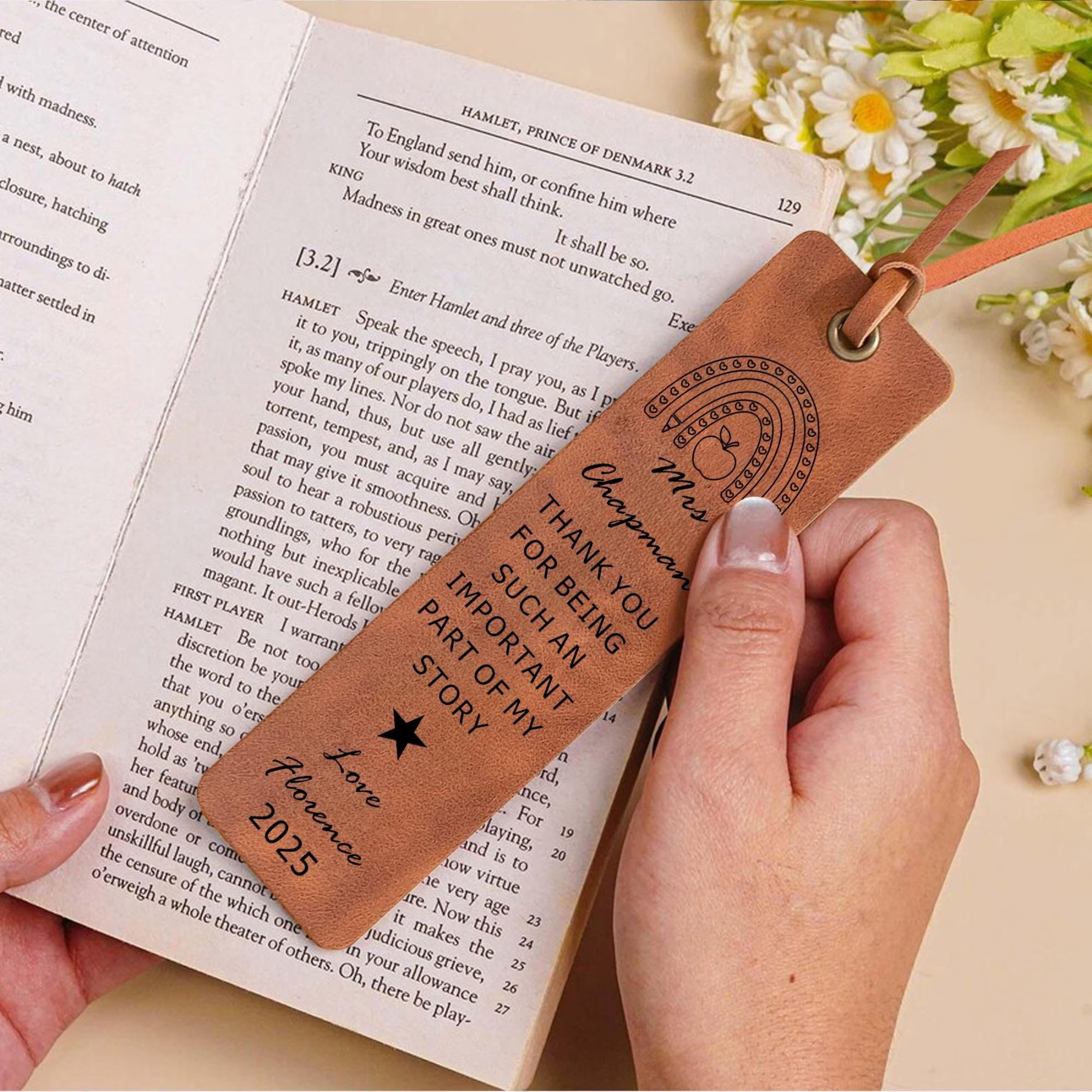 Personalized Engraved Leather Bookmark for Teacher Gifts | JNSDec170