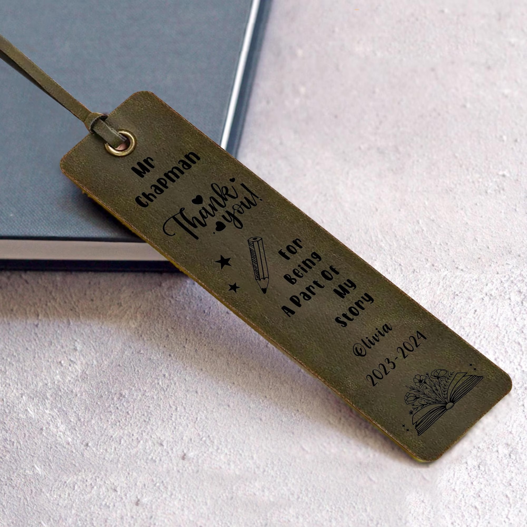 Personalized Engraved Leather Bookmark for Teacher Gifts | JNSDec170