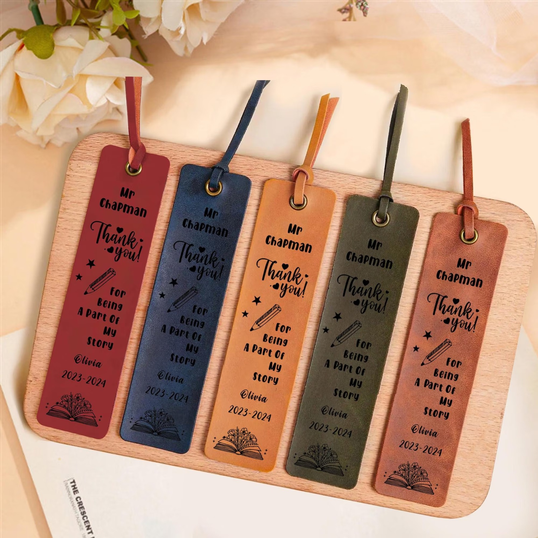 Personalized Engraved Leather Bookmark for Teacher Gifts | JNSDec170