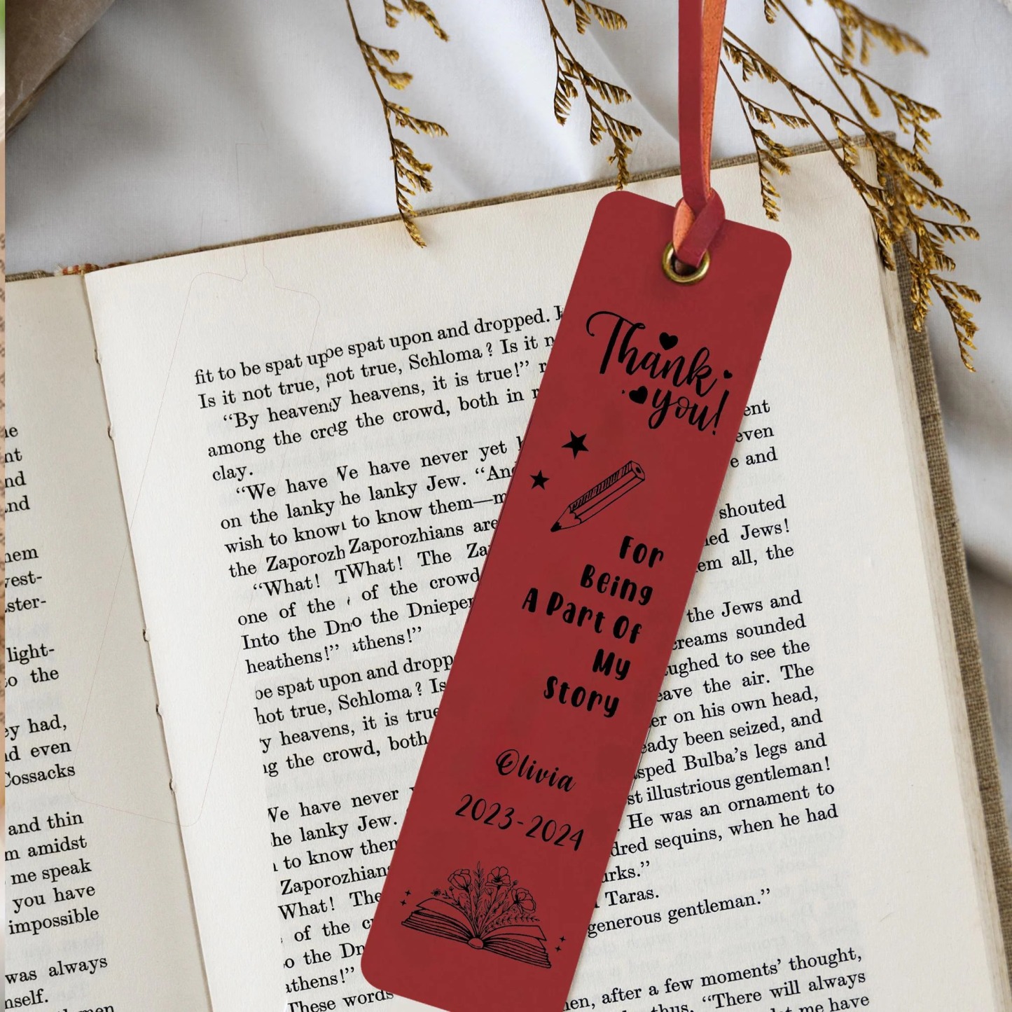 Personalized Engraved Leather Bookmark for Teacher Gifts | JNSDec170