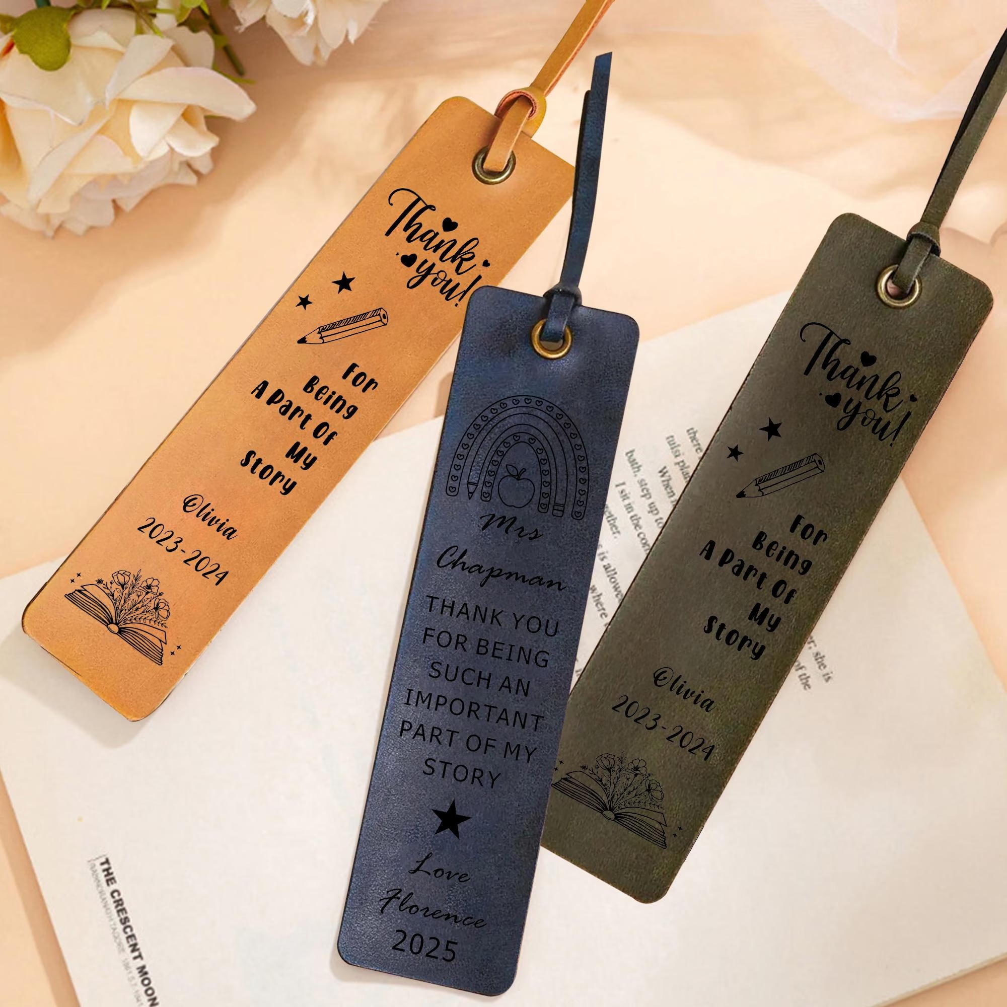Personalized Engraved Leather Bookmark for Teacher Gifts | JNSDec170