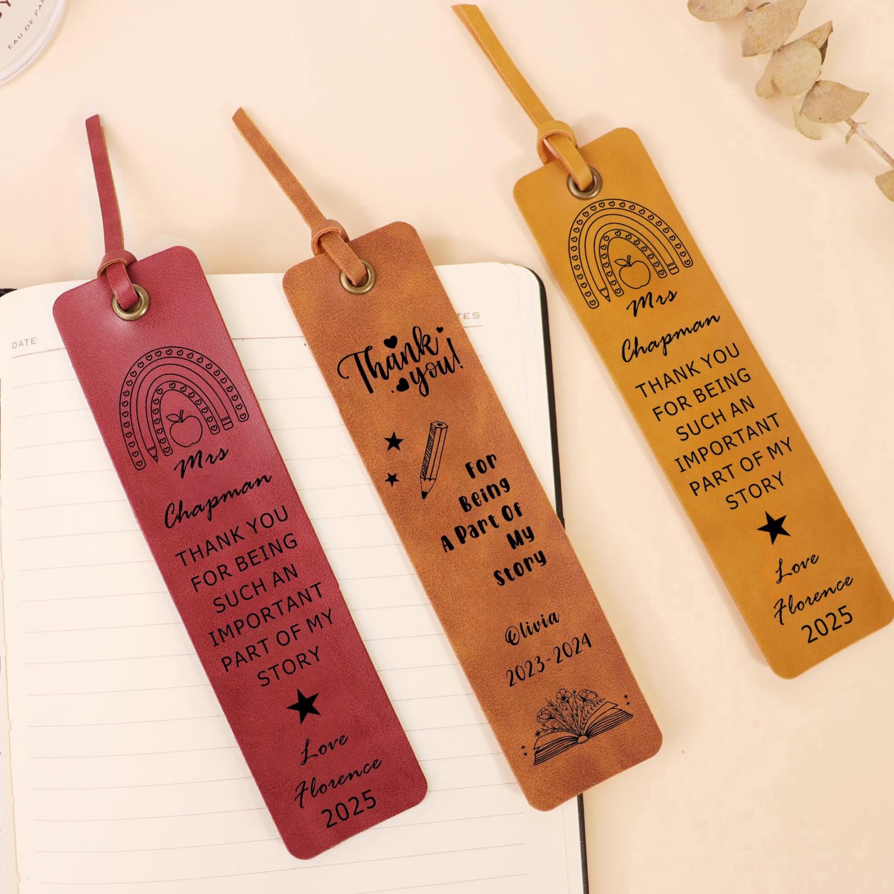 Personalized Engraved Leather Bookmark for Teacher Gifts | JNSDec170