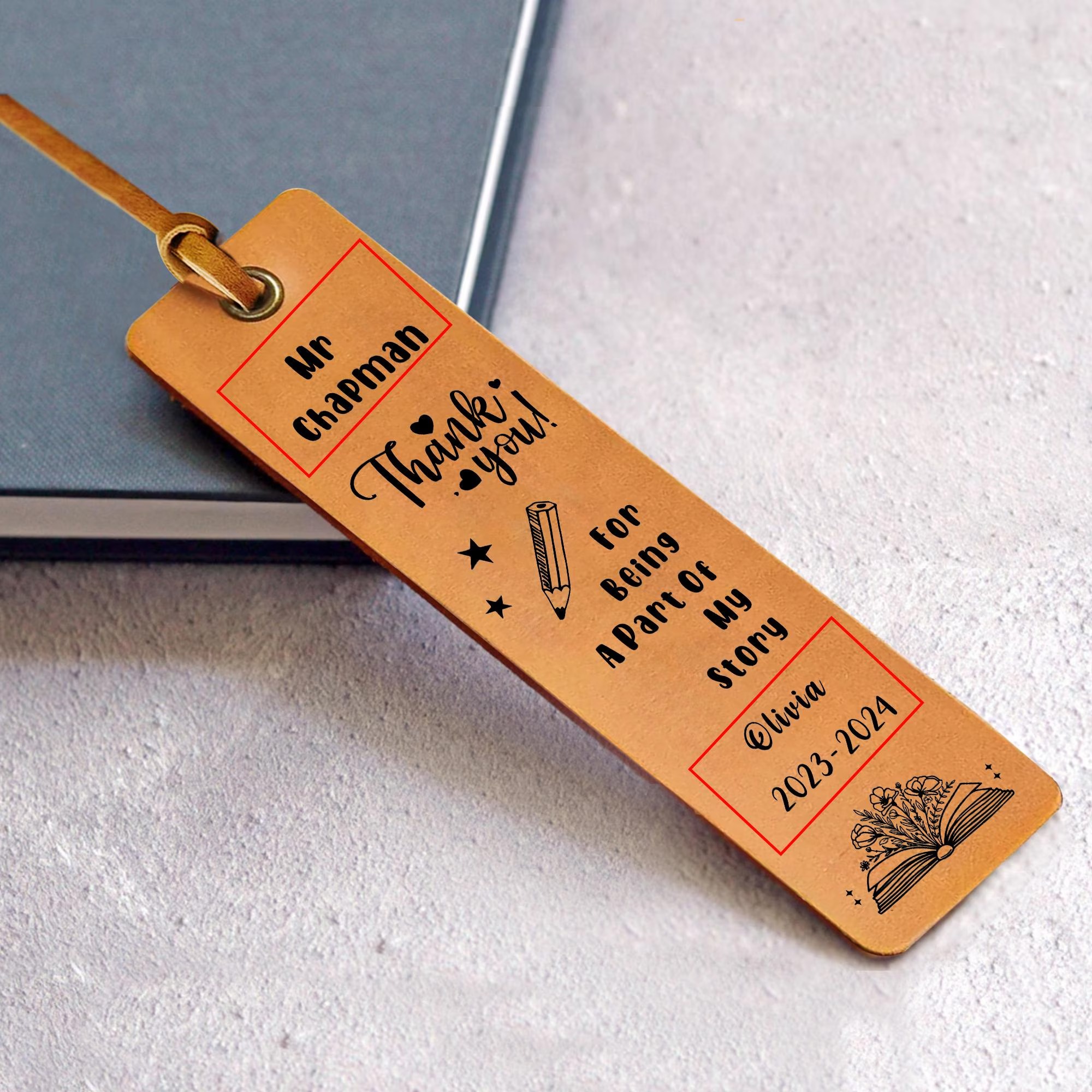 Personalized Engraved Leather Bookmark for Teacher Gifts | JNSDec170