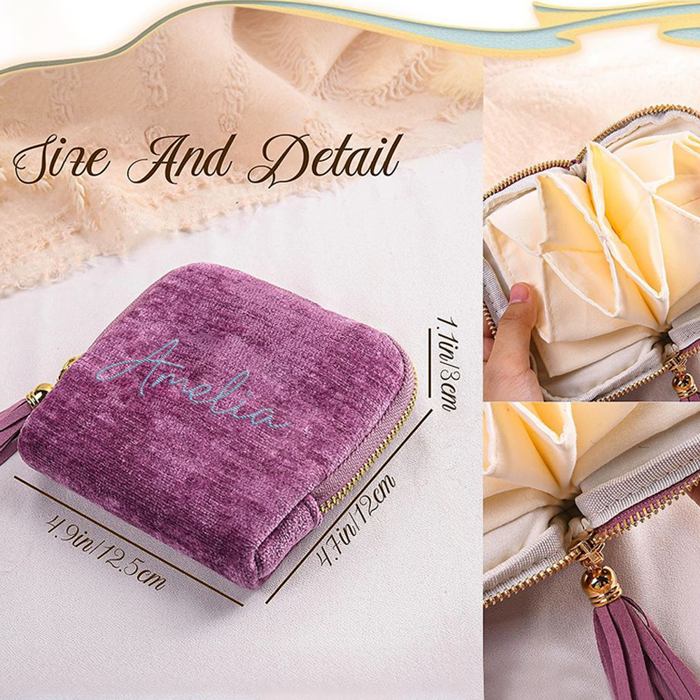 Personalized Embroidered Travel Jewelry Organizer Case for Unique & Love | JNSBag117