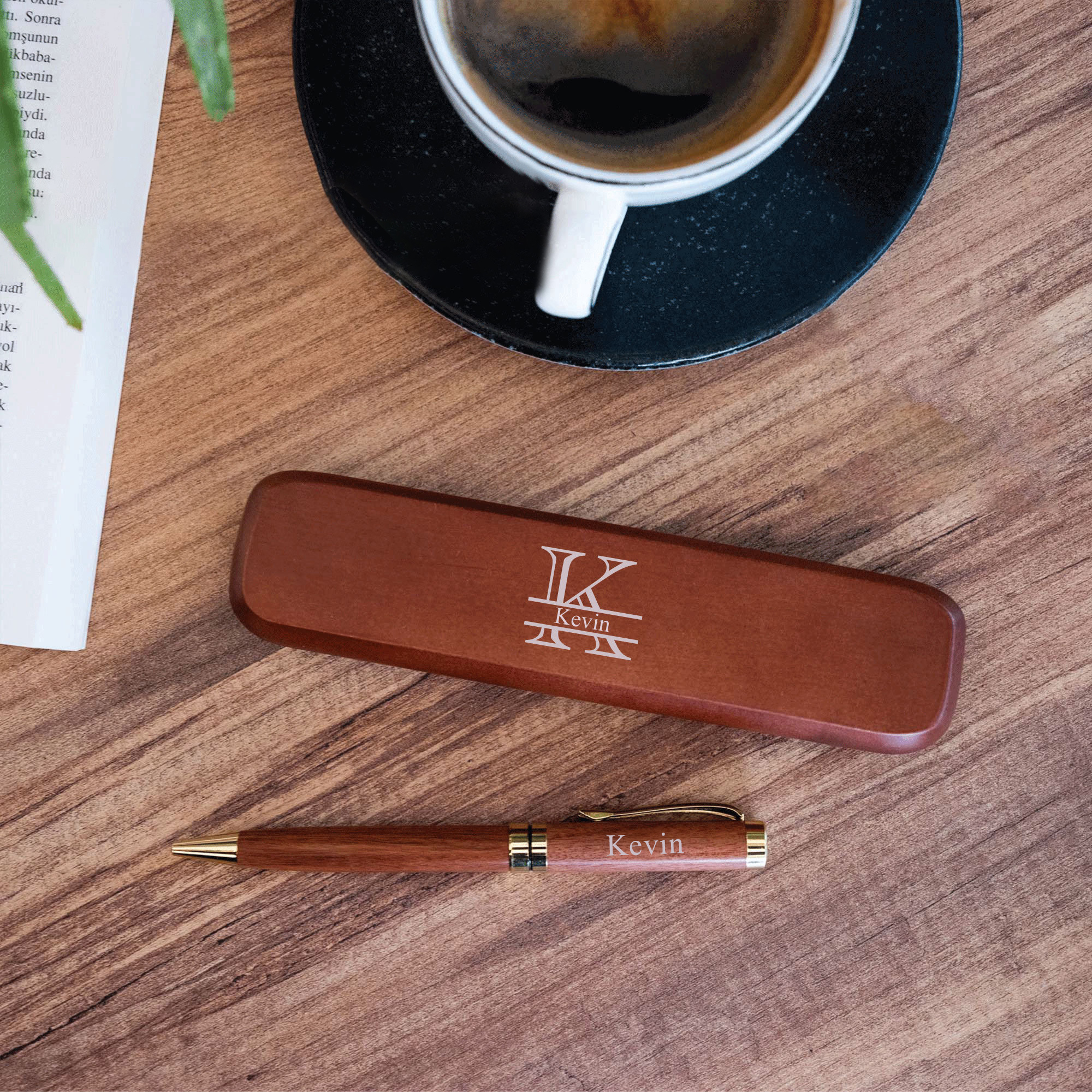 Personalized Monogram Wood Engraved Pen Set | JNSDec94