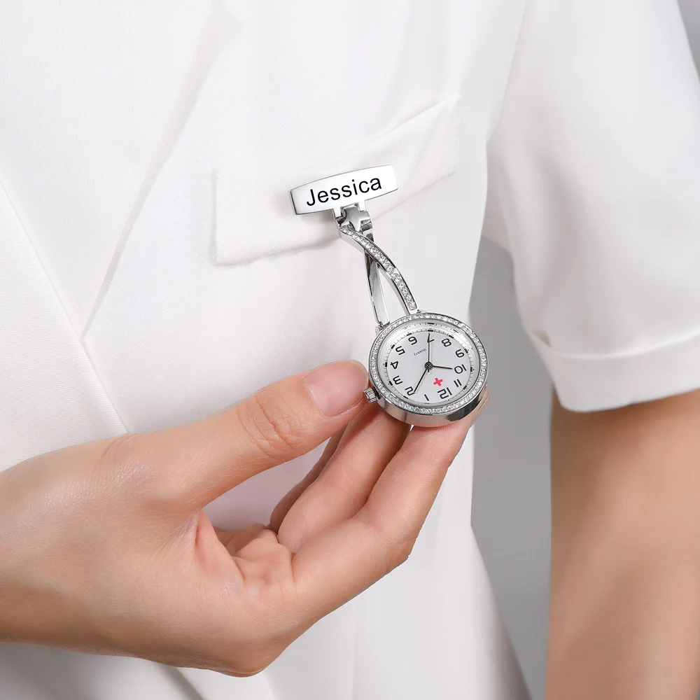 Personalized Name Nurse Rhinestone Pocket Watch for Unique & Love | JNSDec166