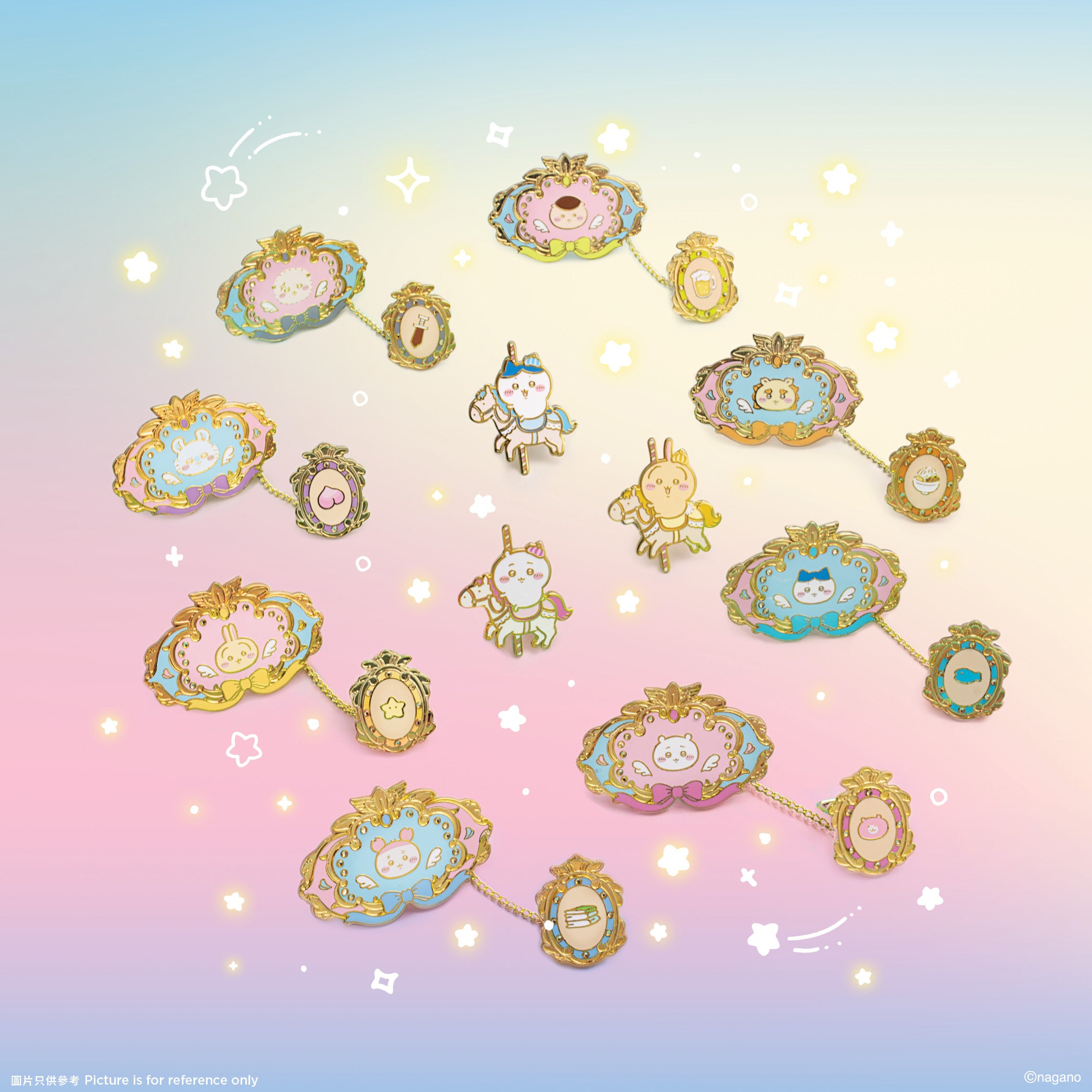 [Pre-order] (Limited) Chiikawa Artiverse Hong Kong (pop-up store for exhibition) - CHIIKAWA-Go-Round Pin Badge Set (11 Types in total)