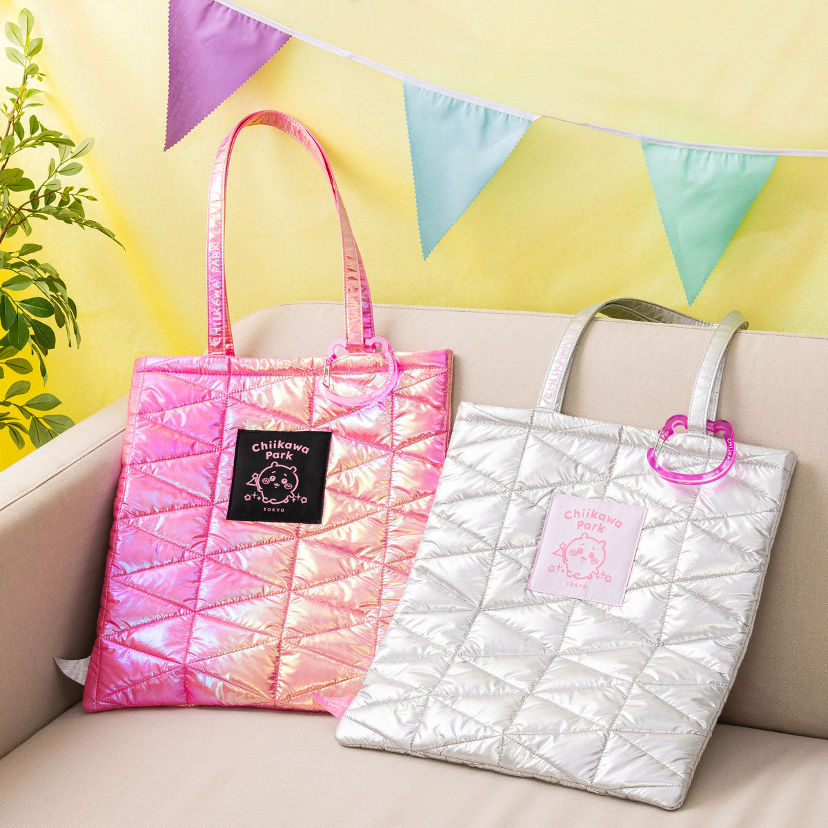 [Pre-order] "Chiikawa" Chiikawa Park Quilted Tote Bag - Pink