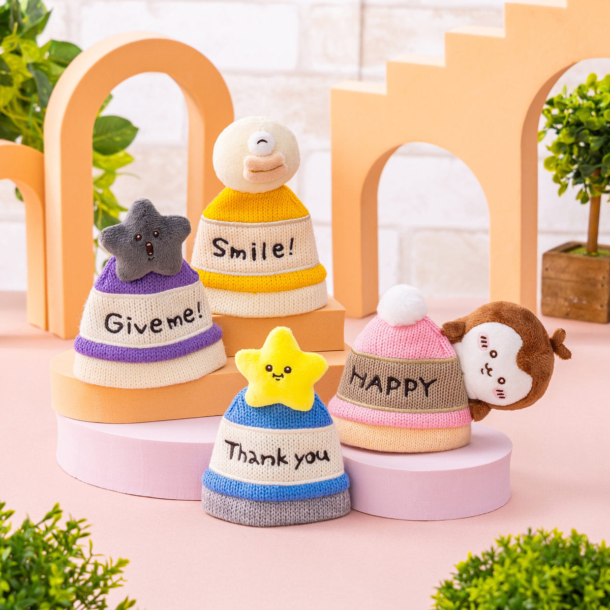 [Pre-order] "Chiikawa" Chiikawa Park Plush Mascot-sized Knitted Hat Keychain - Star