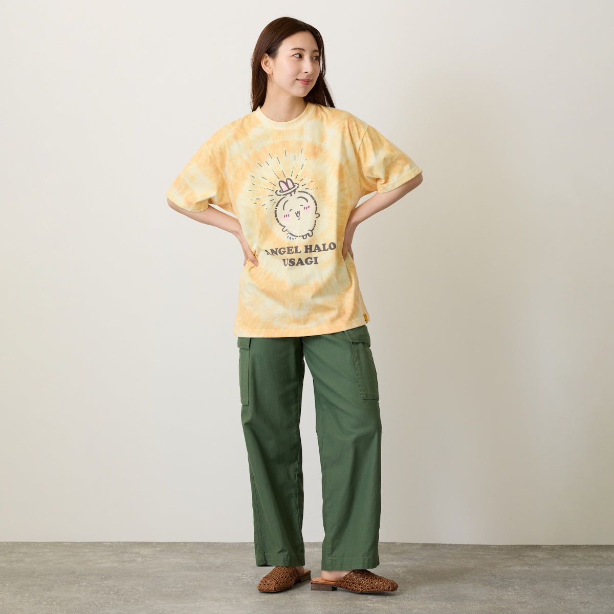 [Pre-order] "Chiikawa" Chiikawa tie dye T-shirt - Angel Halo (Yellow)