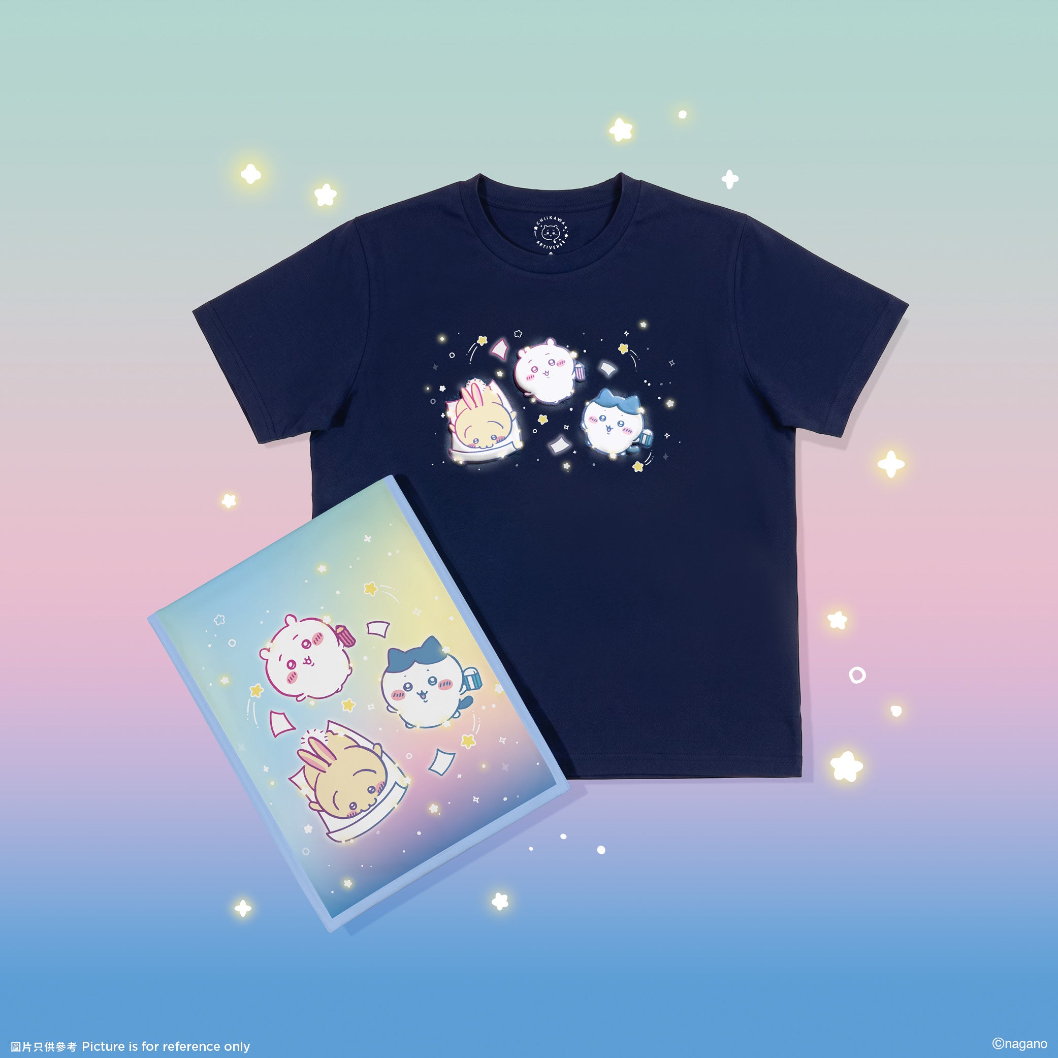 [Pre-order] (Limited) Chiikawa Artiverse Hong Kong (pop-up store for exhibition) - CHIIKAWA-Go-Round Themed Tee (Navy)