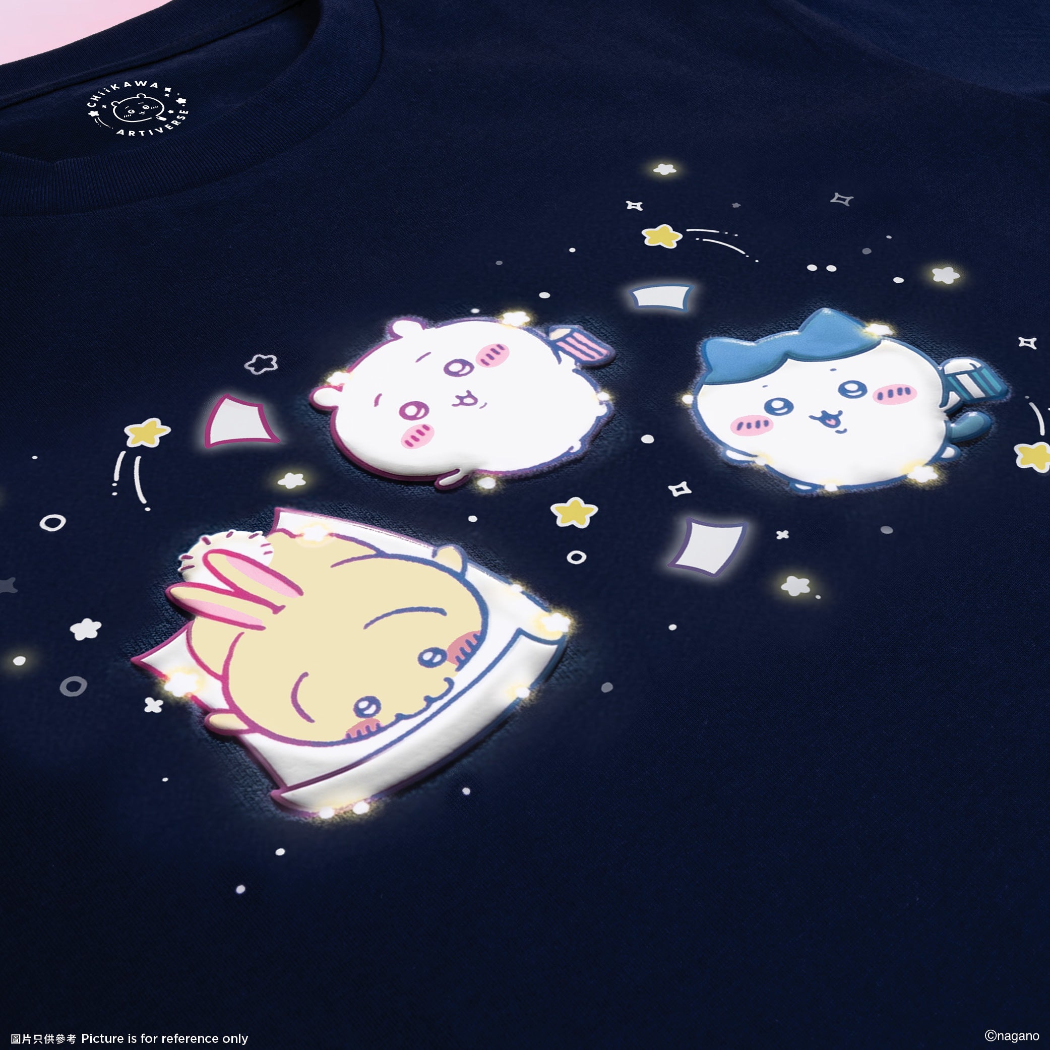 [Pre-order] (Limited) Chiikawa Artiverse Hong Kong (pop-up store for exhibition) - CHIIKAWA-Go-Round Themed Tee (Navy)