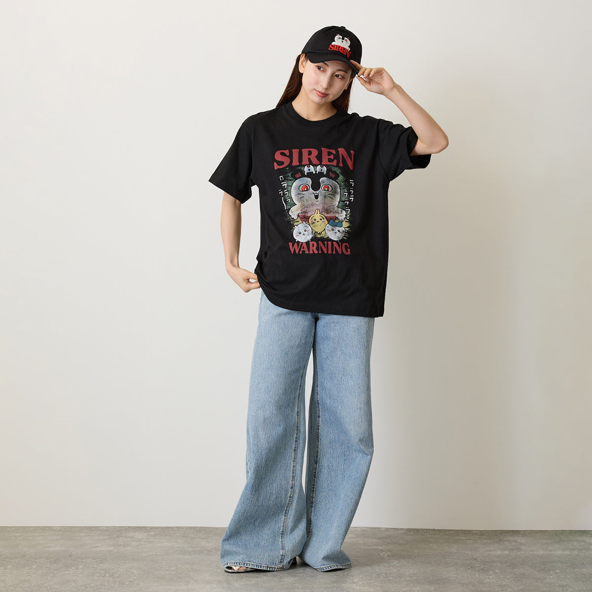 [Pre-order] Chiikawa Movie Chiikawa T-shirt - WARNING Black