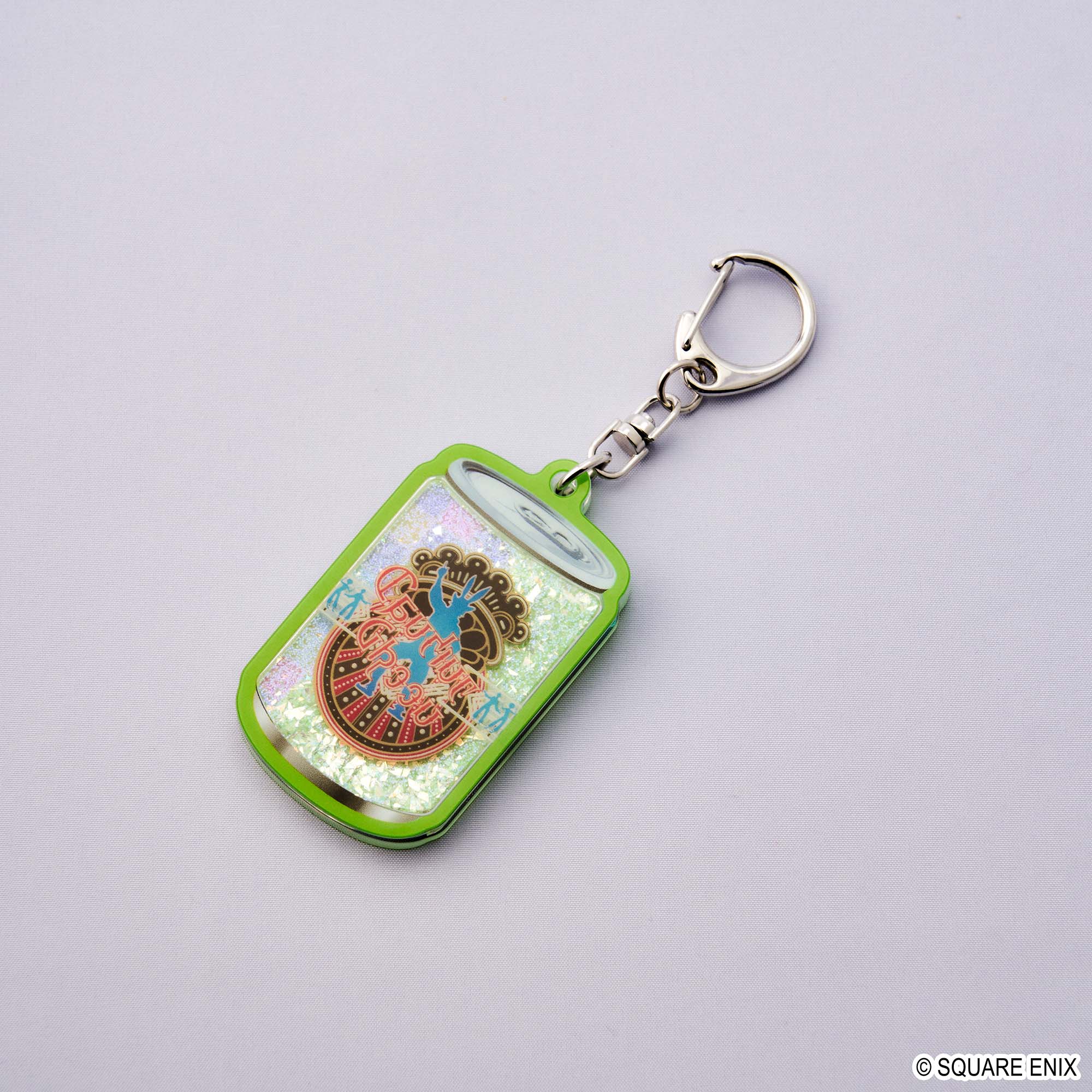 "Final Fantasy XIV" Energy Drink Glitter Key Chain Dancing Green