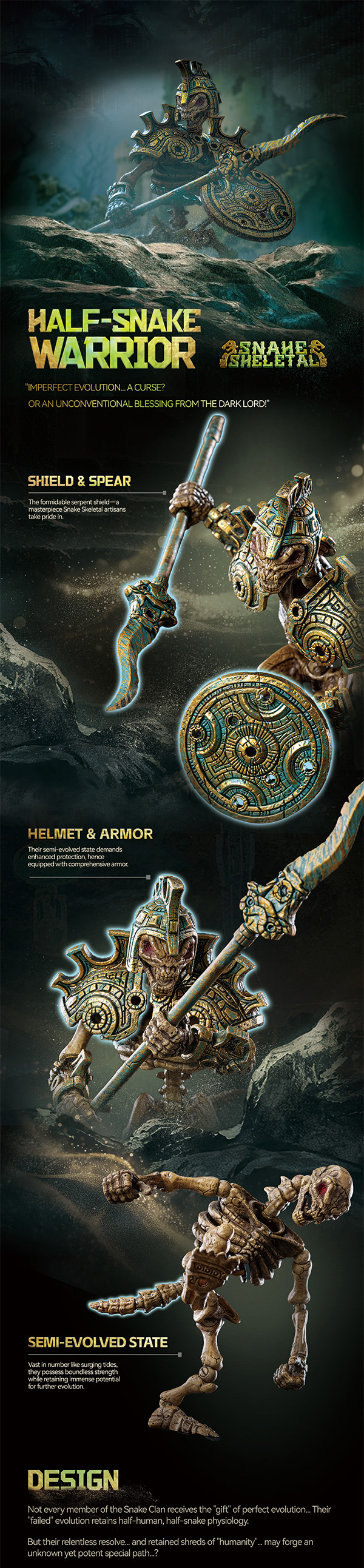 YOTOTOY SNAKE SKELETAL 1/12 SCALE ACTION FIGURE TRIPLE UNIT BUNDLE