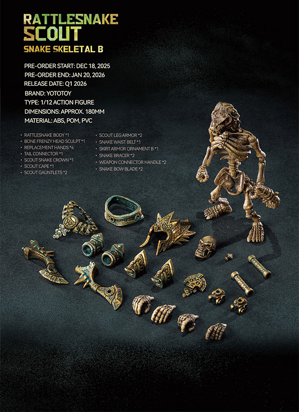 YOTOTOY SNAKE SKELETAL 1/12 SCALE ACTION FIGURE TRIPLE UNIT BUNDLE