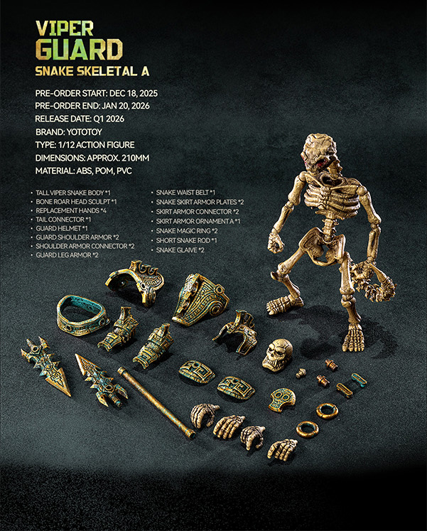 YOTOTOY SNAKE SKELETAL 1/12 SCALE ACTION FIGURE TRIPLE UNIT BUNDLE