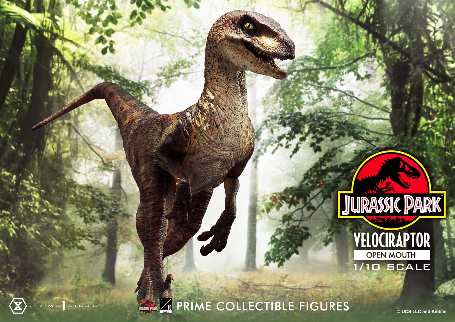 Prime Collectible Figure "Jurassic Park" Velociraptor Open Mouth