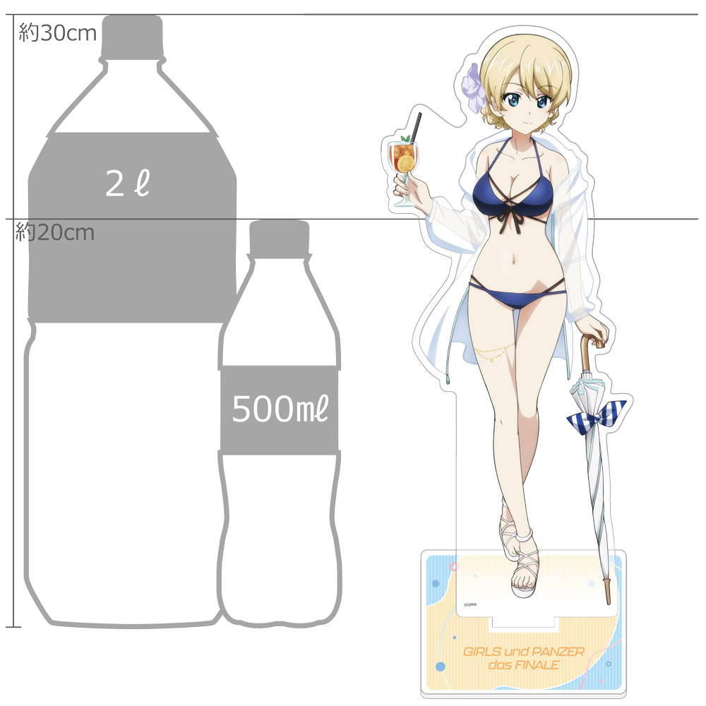 "GIRLS und PANZER das Finale" Original Illustration Extra Large Acrylic Stand Darjeeling / Resort Swimwear