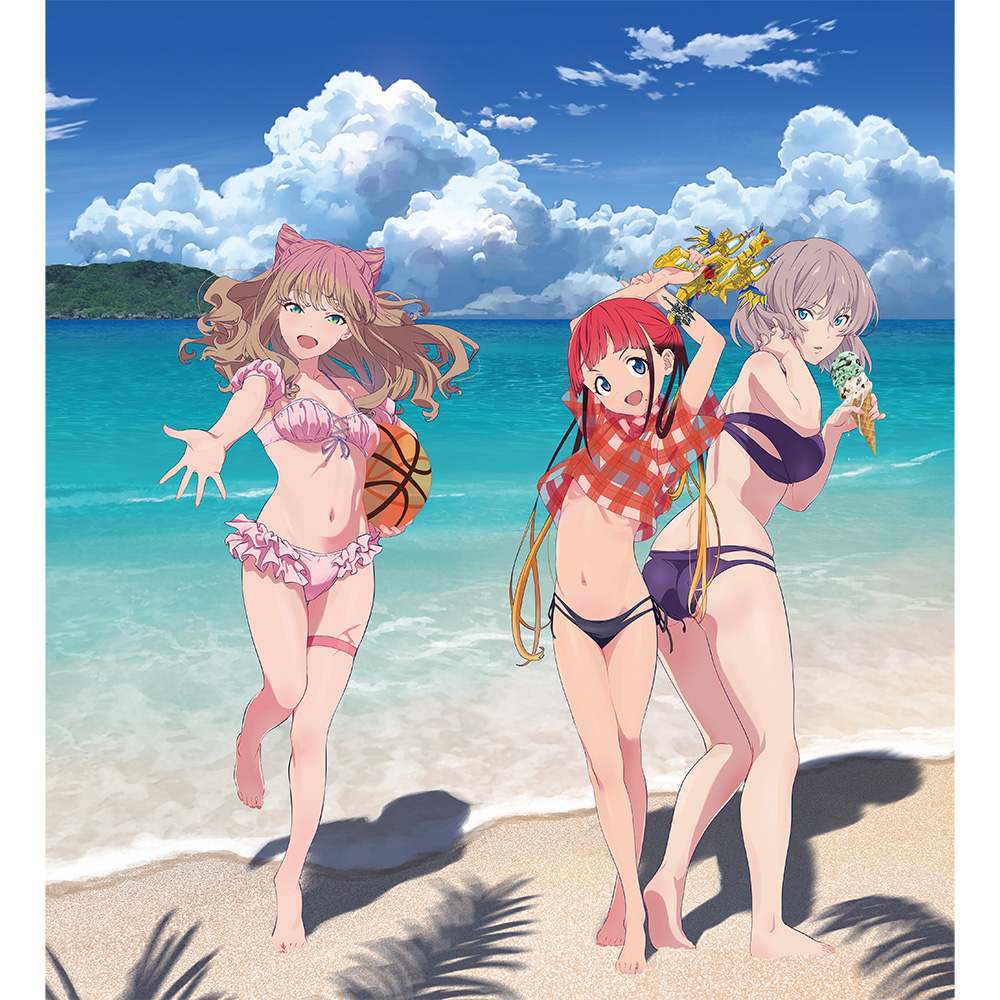 "GRIDMAN UNIVERSE" Original Illustration Framed High Definition Art Minami Yume & Asukagawa Chise & Mujina / Swimwear