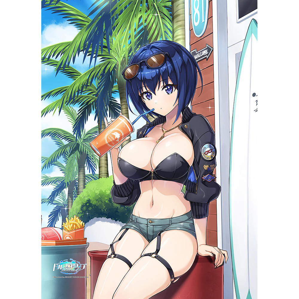 "Dolphin Wave" Original Illustration B2 Tapestry Tojo Michiru / Coast Riding W Suede