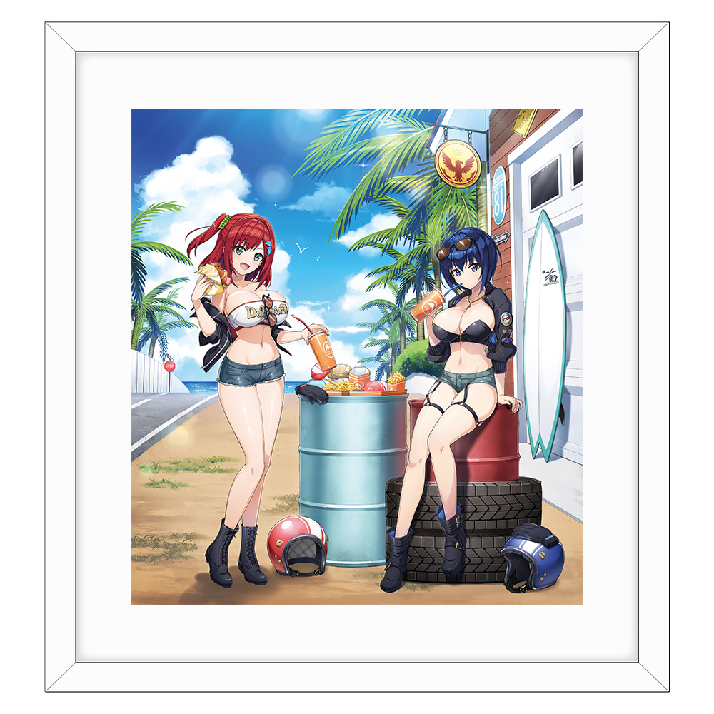 "Dolphin Wave" Original Illustration Replicate Genga Sakimiya Iruka & Tojo Michiru / Coast Riding