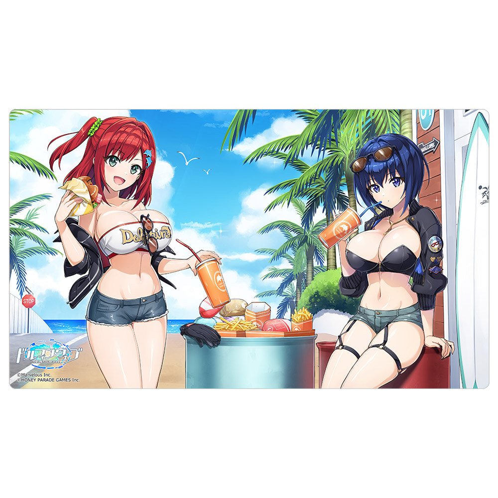 "Dolphin Wave" Original Illustration Rubber Mat Sakimiya Iruka & Tojo Michiru / Coast Riding