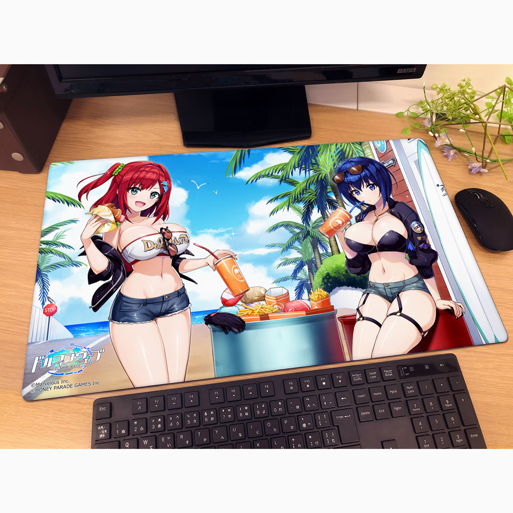 "Dolphin Wave" Original Illustration Rubber Mat Sakimiya Iruka & Tojo Michiru / Coast Riding