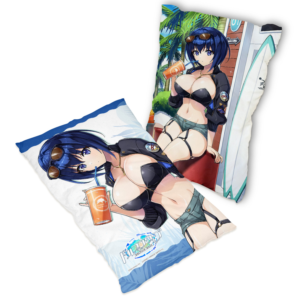 "Dolphin Wave" Original Illustration Pillow Cover Tojo Michiru / Coast Riding
