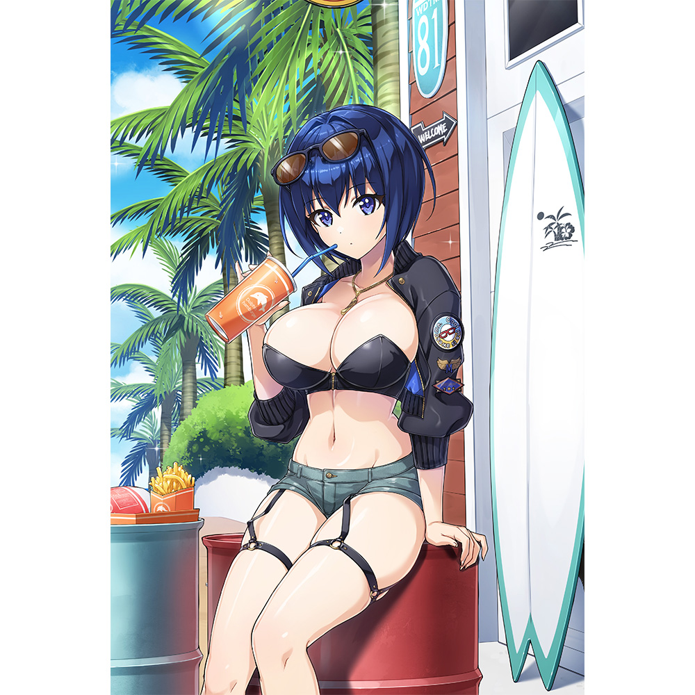 "Dolphin Wave" Original Illustration Pillow Cover Tojo Michiru / Coast Riding