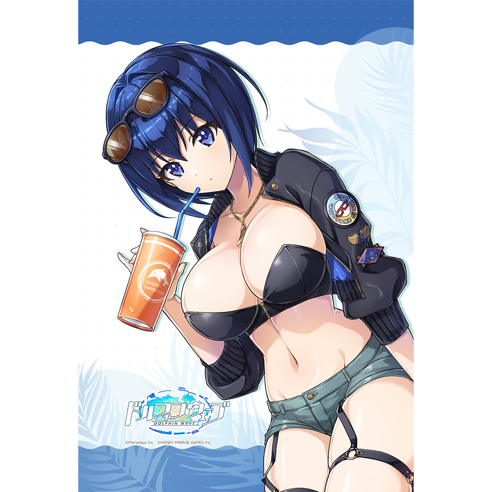 "Dolphin Wave" Original Illustration Pillow Cover Tojo Michiru / Coast Riding