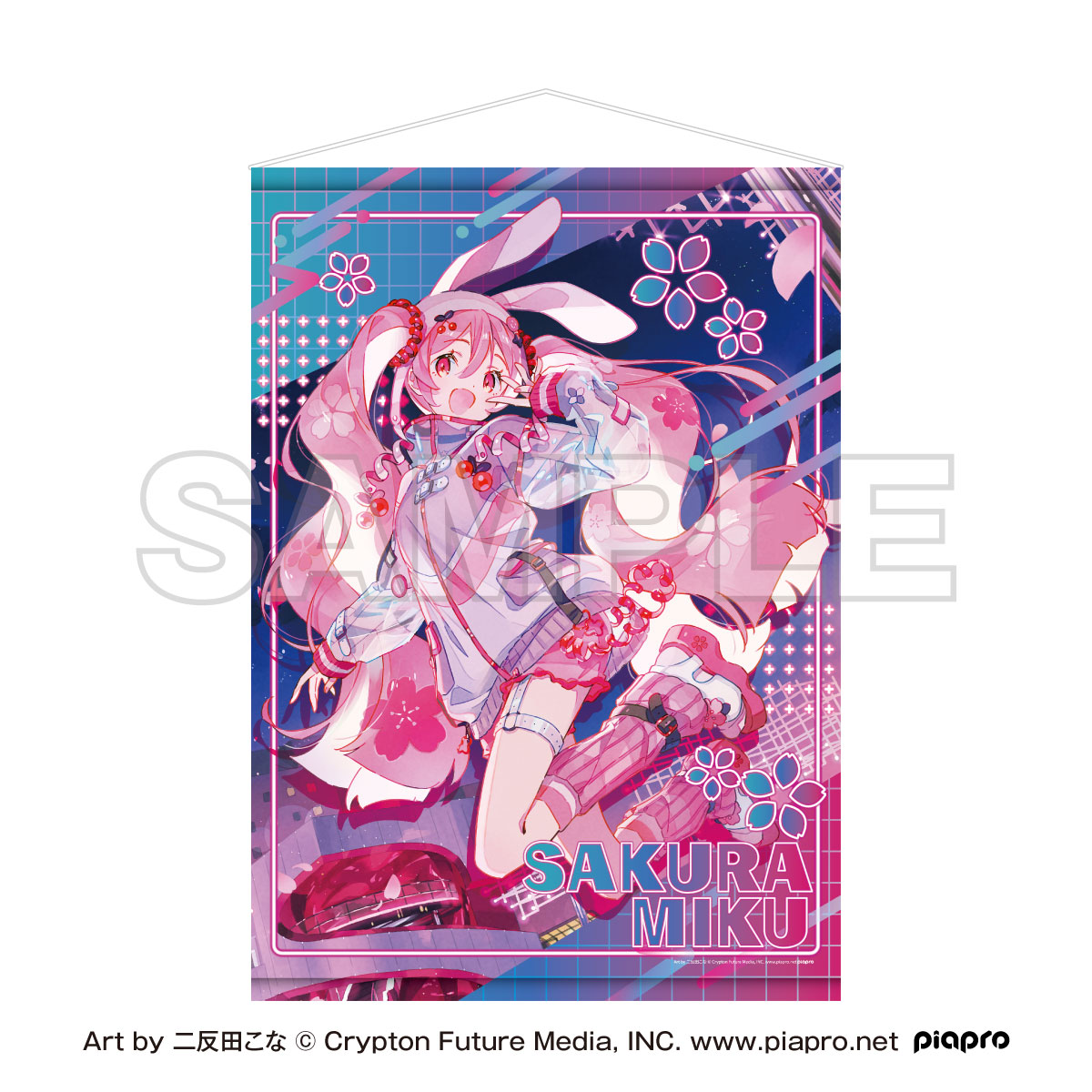 Sakura Miku x Shibuya Sakura Stage B2 Tapestry Art by Cona Nitanda