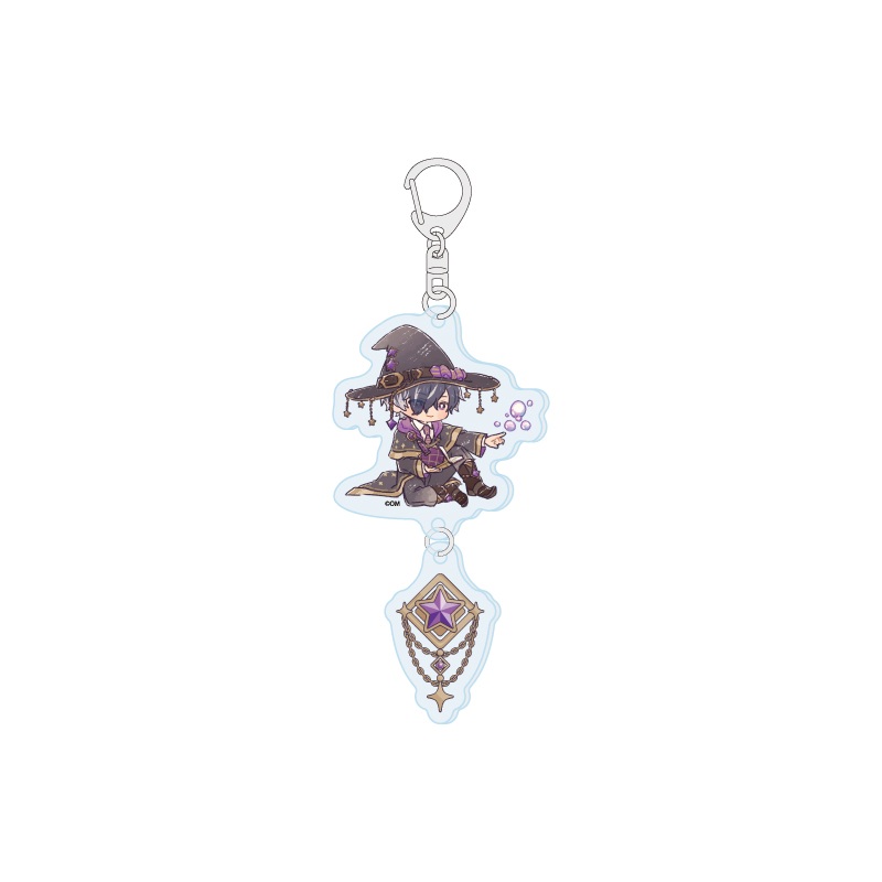 Linked Acrylic Key Chain "Obey Me! Nightbringer" 07 Wizard Ver. Belphegor (Retro Art Illustration)