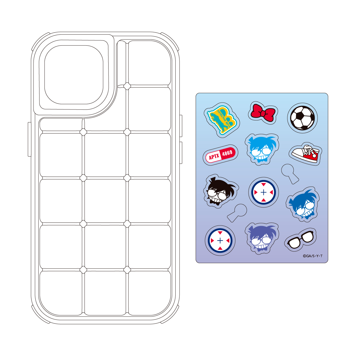 "Detective Conan" Pukupuku Case with Acrylic Flake for iPhone 15/14/13 Edogawa Conan