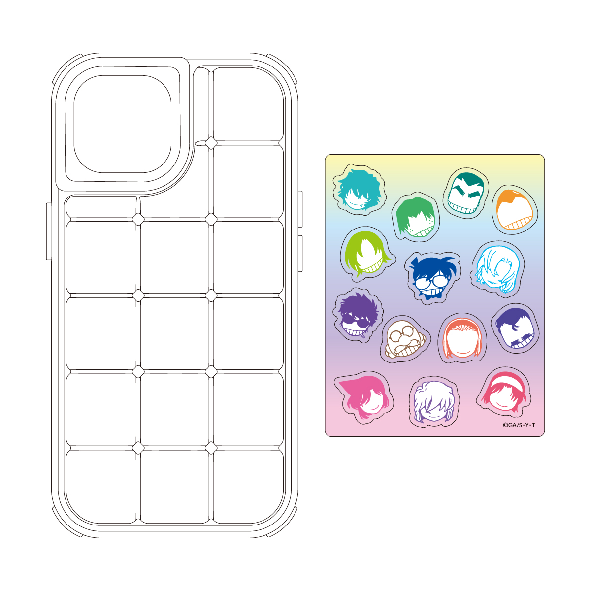 "Detective Conan" Pukupuku Case with Acrylic Flake for iPhone 15/14/13 Group