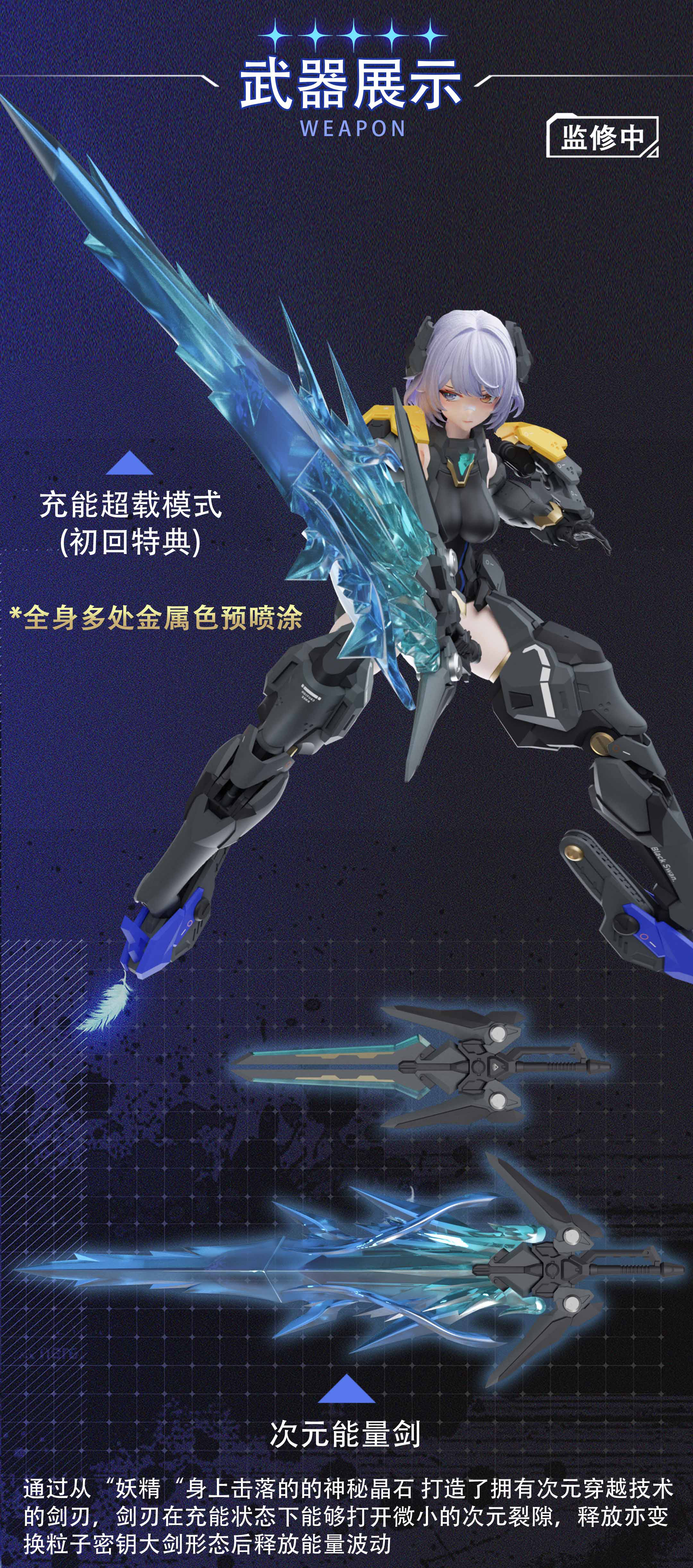 KAI TIAN JI CHUANG MECHA ANGEL SERIES BLACK SWAN ELYSIA 1/12 SCALE ACTION PLASTIC MODEL KIT