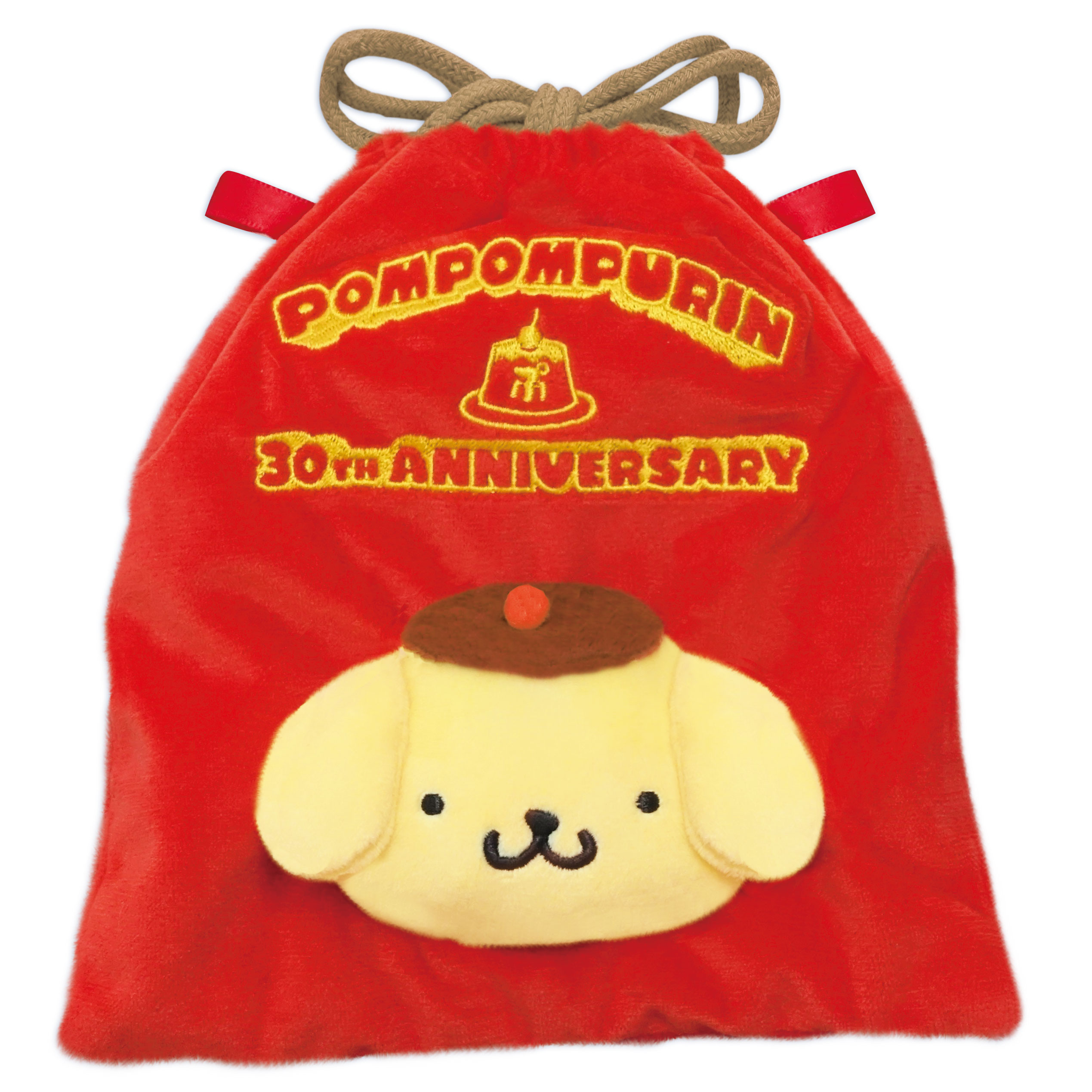 Pom Pom Purin 30th Anniversary Plush Kinchaku Dark Red 8203-589