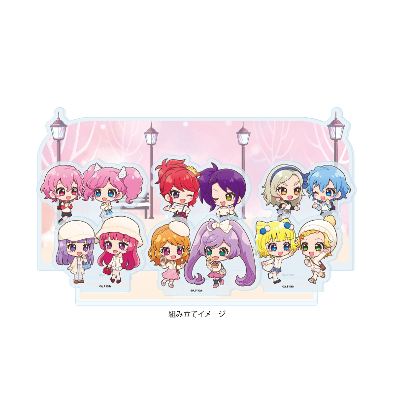 Premium Acrylic Diorama Plate "Aikatsu! x PriPara The Movie: A Miracle Encounter!" 03 Group Design (Mini Character Illustration)