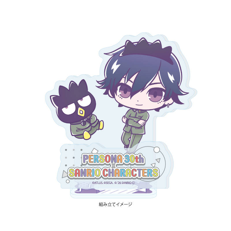 Acrylic Stand Plate "Persona" Series P30th x Sanrio Characters 01 P1 Hero & Bad Badtz-Maru (Collaboration Illustration)