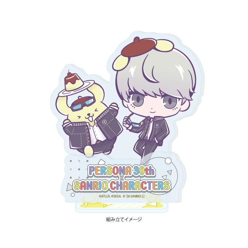 Acrylic Stand Plate "Persona" Series P30th x Sanrio Characters 06 P4 Hero & Pom Pom Purin (Collaboration Illustration)