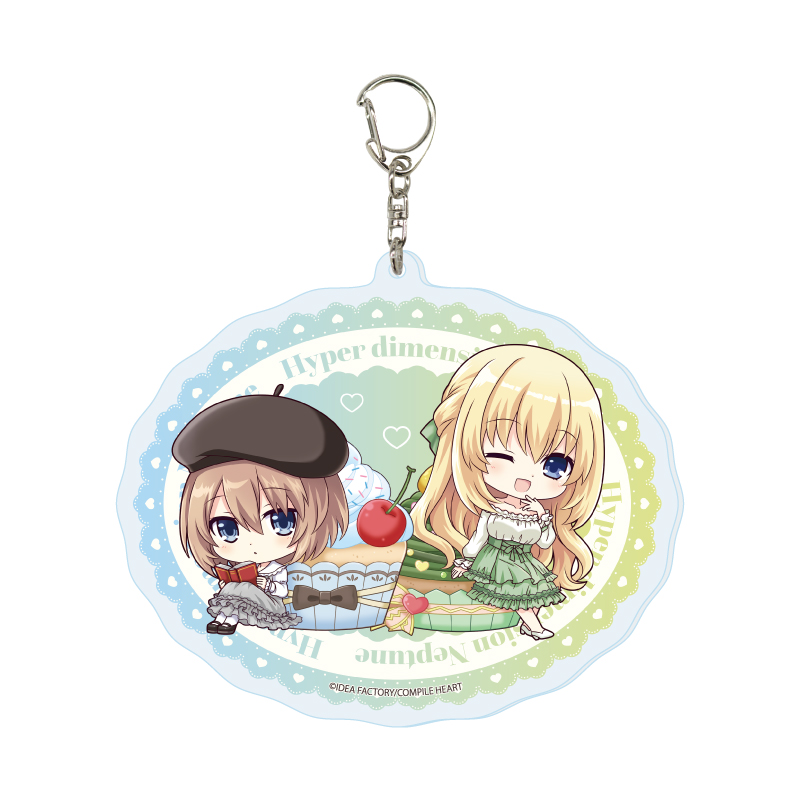 Deka Acrylic Key Chain "Hyperdimension Neptunia" 02 Blanc & Vert (Mini Character Illustration)