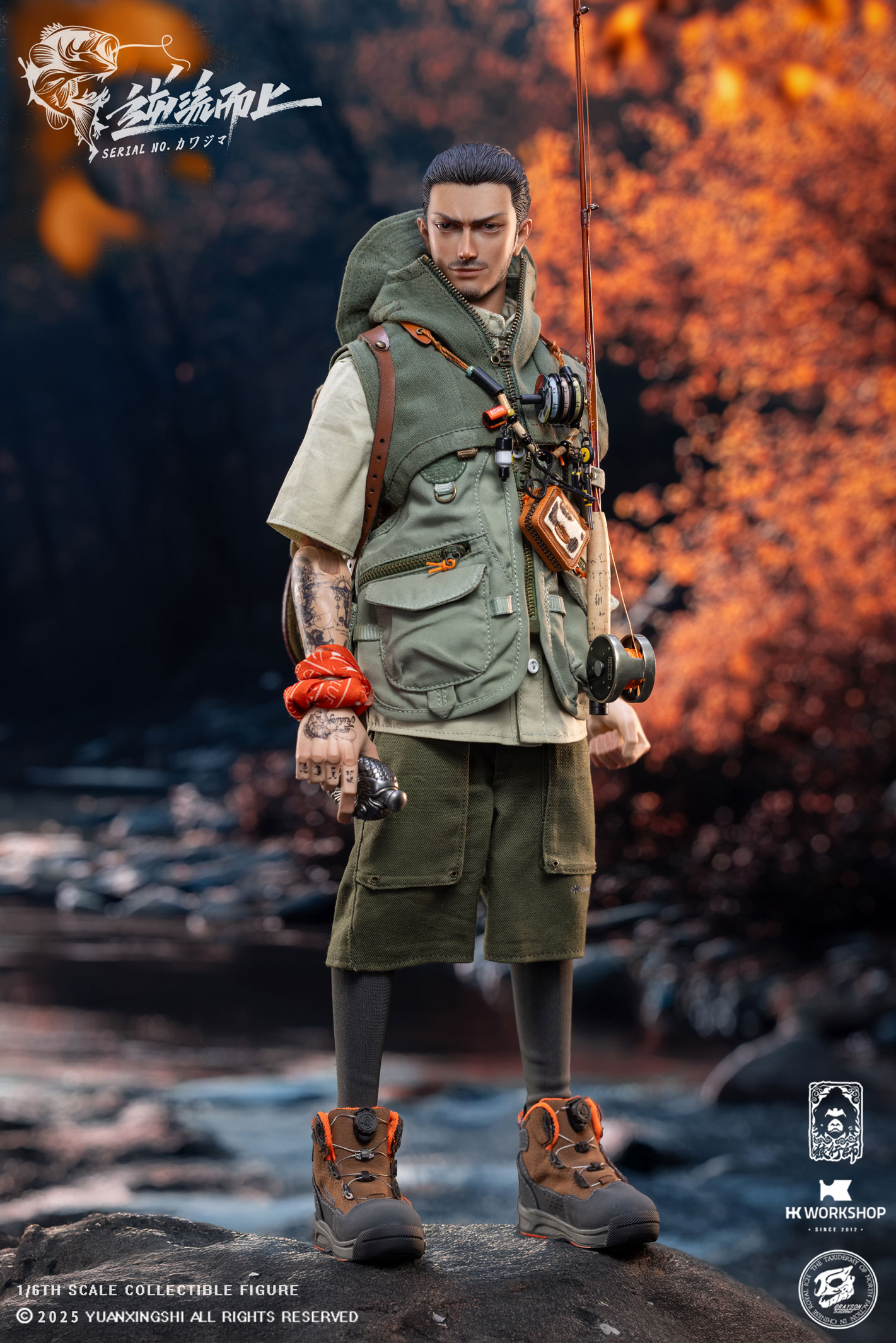 YUANXINGSHI x HK WORKSHOP x GRAYSON JU CHAO SERIES MOVE UPSTREAM JC-010 SERIAL NO. KAWAJIMA 1/6 SCALE ACTION FIGURE