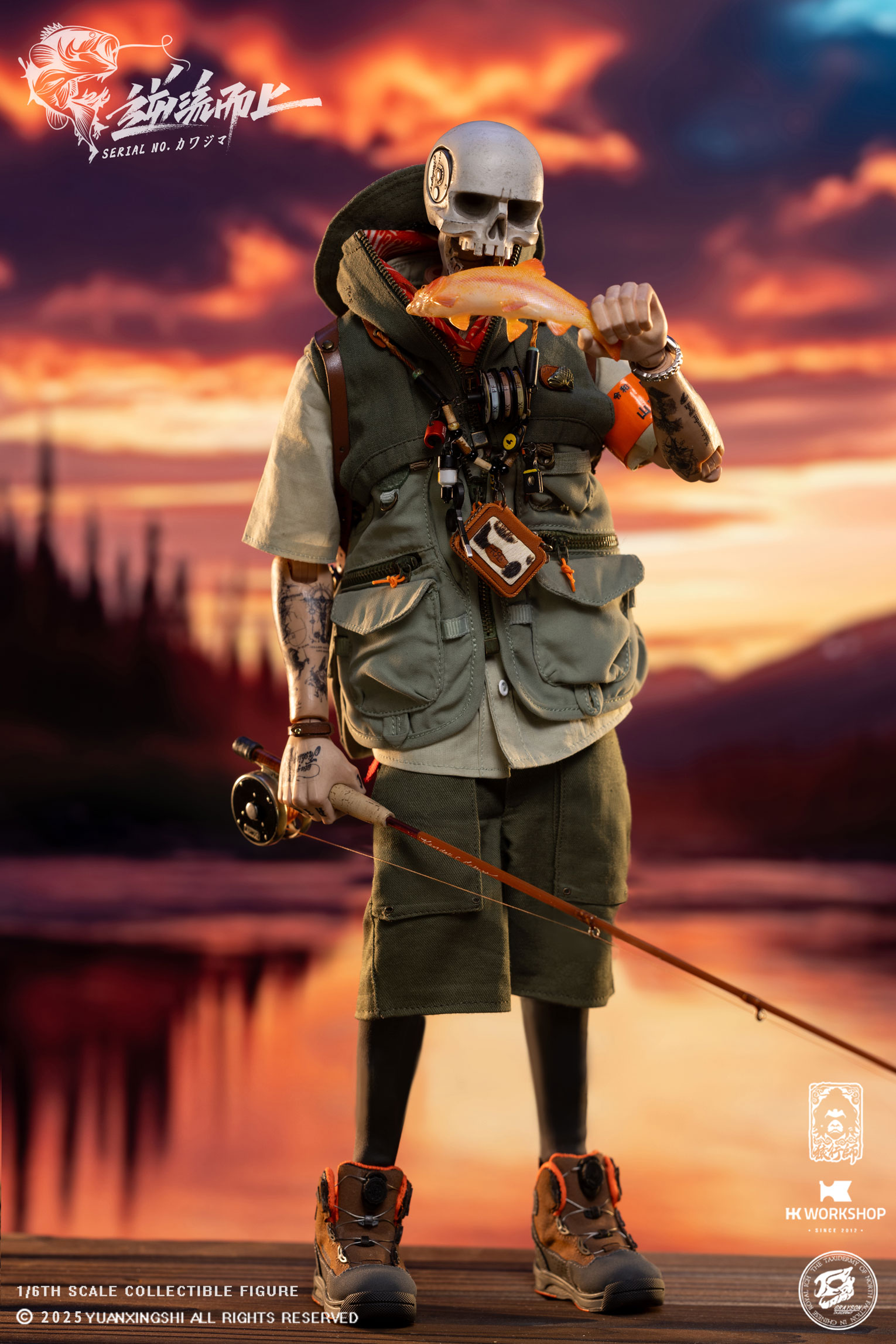 YUANXINGSHI x HK WORKSHOP x GRAYSON JU CHAO SERIES MOVE UPSTREAM JC-010 SERIAL NO. KAWAJIMA 1/6 SCALE ACTION FIGURE