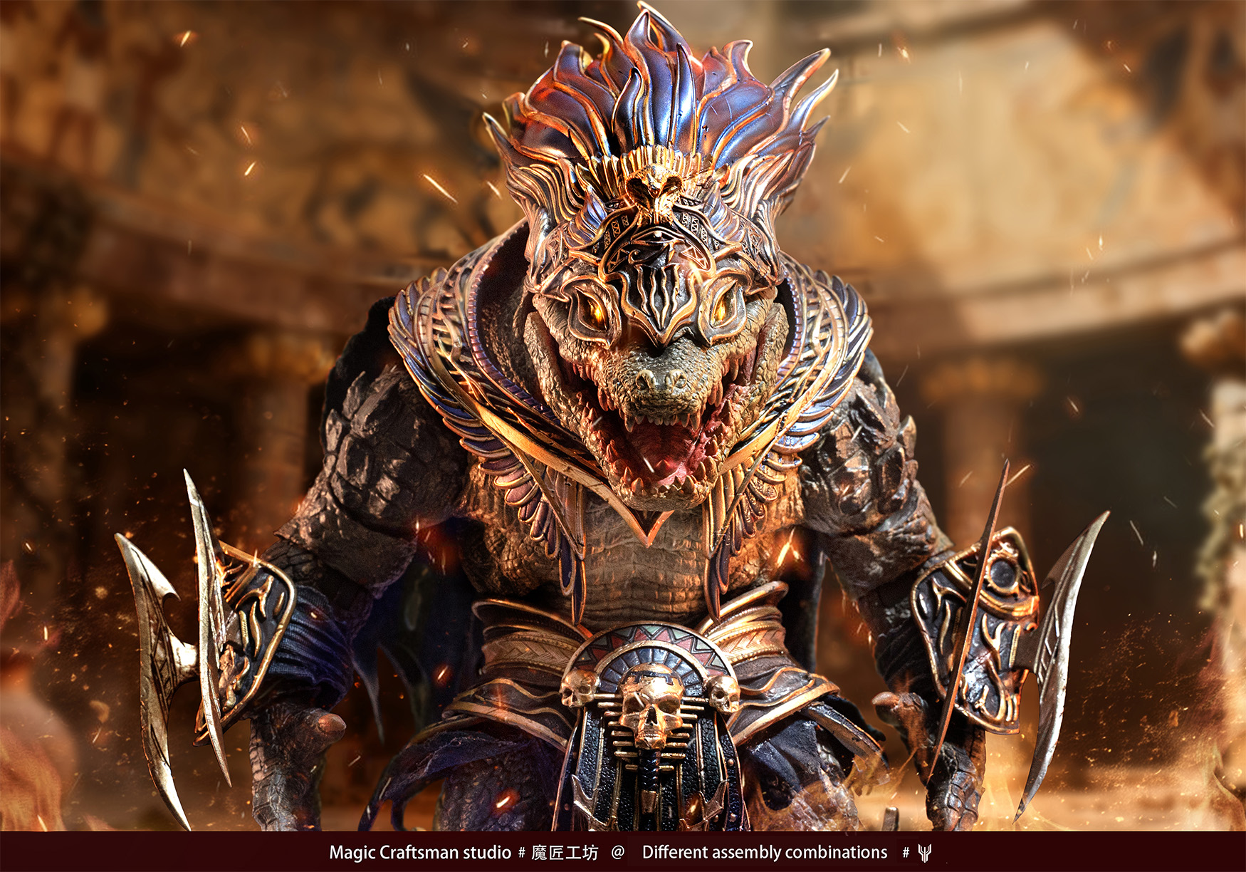 MAGIC CRAFTSMAN STUDIO TEMPLE OF CHAOS SERIES SOBEK DESERT COLOSSUS CROCODILE 1/12 SCALE ACTION FIGURE