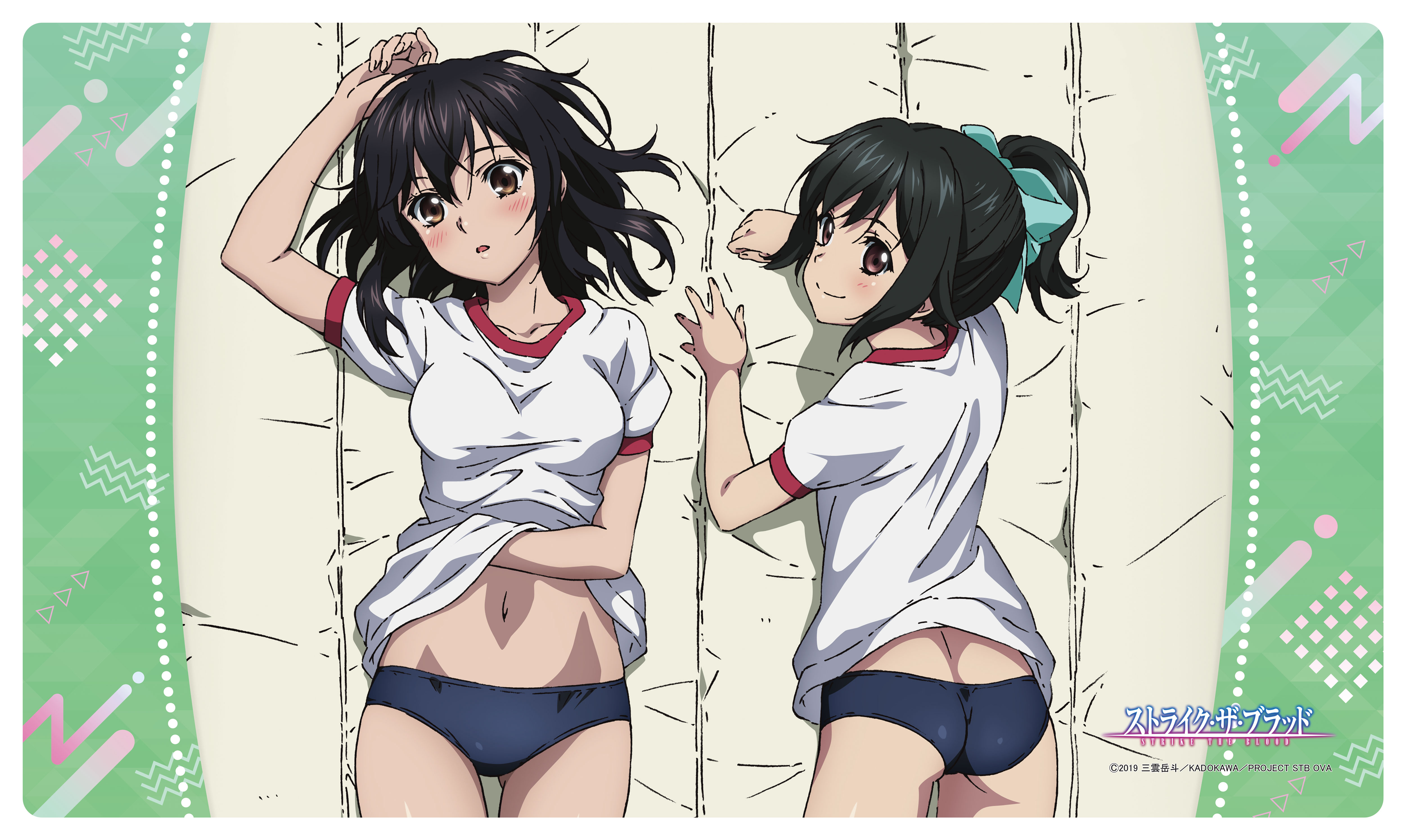 "Strike the Blood" Original Illustration Rubber Mat Yukina & Nagisa (Gym Uniform)